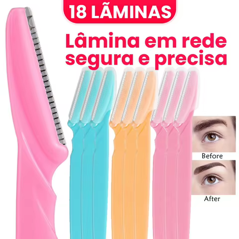 Kit 18 Navalhas Profissionais para Sobrancelha e Depilação Facial – Buço e Axilas