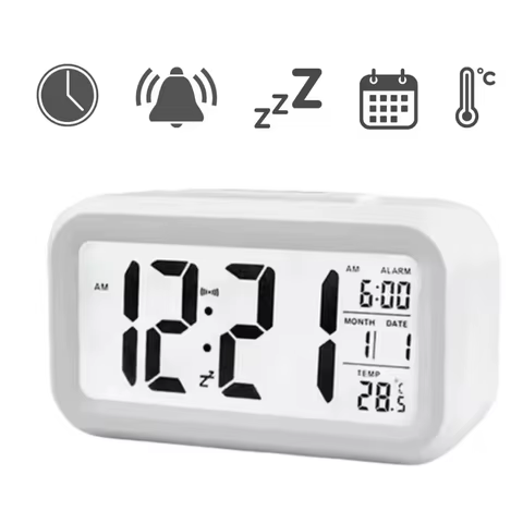 Relógio de Mesa Portátil Digital Despertador Led Lcd Brilha Escuro