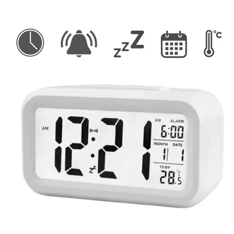 Relógio de Mesa Portátil Digital Despertador Led Lcd Brilha Escuro