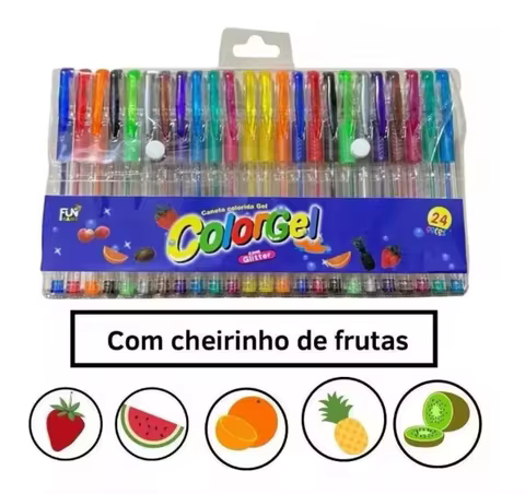 Caneta Gel Colorgel Canetinhas Coloridas Perfumadas Glitter Kit 24 Cores - Neverdie Store