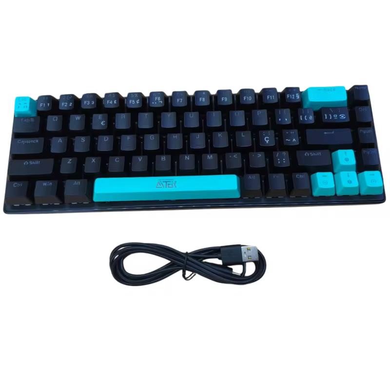 Teclado Mecânico Gamer 60% RGB ABNT2 68 Teclas Switch Tátil Clique Sonoro Compacto USB PC Mac Várias Cores