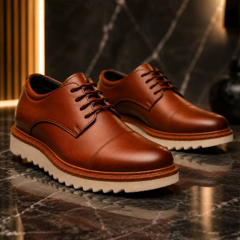 Sapato Social Oxford Masculino GuGi Casual Confortável Couro Ecológico Solado Tratorado Antiderrapante 5401-GG