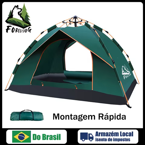 Barraca Camping Automática 3/4 Pessoas Tecido Oxford Barraca Para Acampamento Impermeavel Praia FamíLia Forestdog