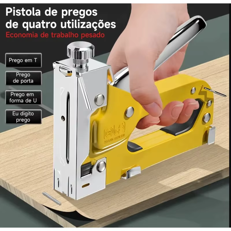 Grampeador Manual Profissional Alta Pressao para Tapeceiro com 600 Grampos Kit Completo e Resistente