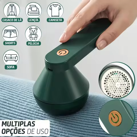 Removedor de Fiapos Portátil Papa Bolinha Elétrico Recarregável para Tecidos e Roupas