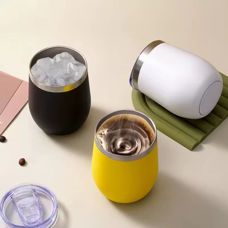 Copo Térmico Com Tampa Transparente 360mL Aço Inox parede dupla bebida gelada ou quente