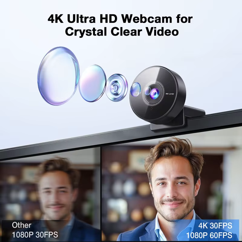 Emeet c950 4k webcam 1080p 60fps câmera de vídeo foco automático PDAF câmera usb para computador/pc câmera web para reunião/conferência/chat de vídeo, 8 megapixels 4K UHD, FOV de 73°, capa de privacidade, USB 2.0 Plug