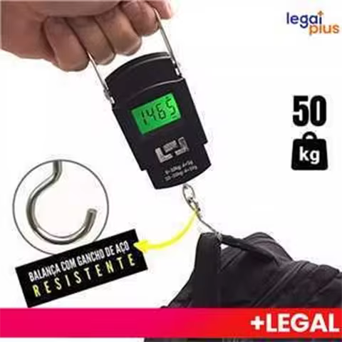 Balança Digital de Mão 50kg com Precisão: Portátil para Pescar, Viajar e Camping – Prática e Confiável em Todos os Momentos!