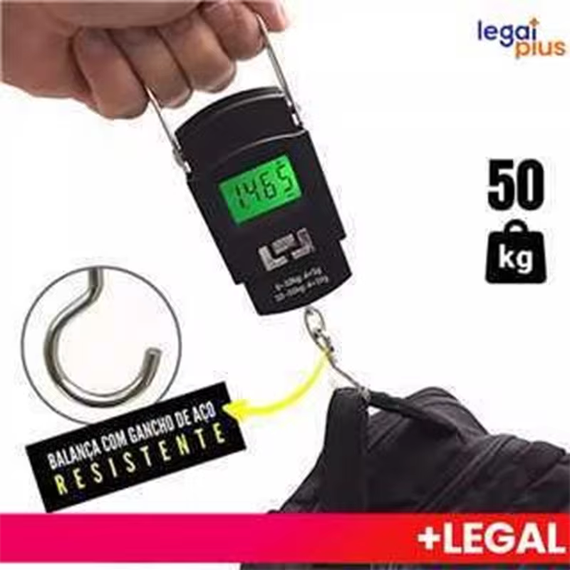 Balança Digital de Mão 50kg com Precisão: Portátil para Pescar, Viajar e Camping – Prática e Confiável em Todos os Momentos!