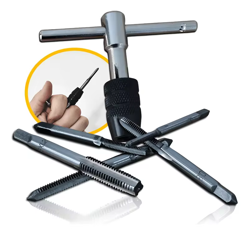 Jogo Vira Macho Tipo T Ferramenta De Rosqueamento Manual De Rosca M3-M8 Bricolage