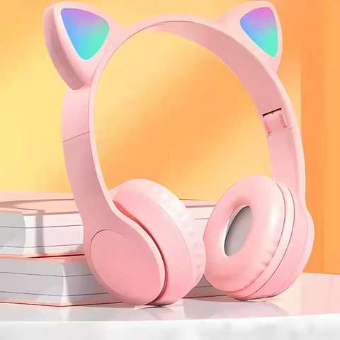 Fone De Ouvido Orelha Gatinho Bluetooth Infantil Led Menino Menina Cores Variadas