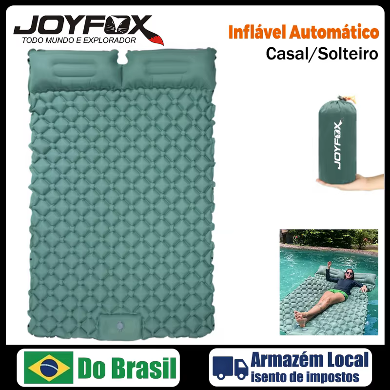 Joyfox Colchão camping Inflável Automático De Casal Solteiro Sleeping Pad Ar Externo Portátil De Acampamento Com Travesseiro