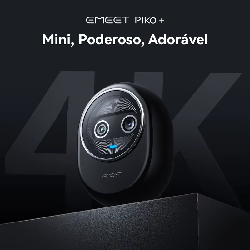 EMEET Piko/Piko+ Webcam 4K com sensor grande, 3 microfones e 3 modos de som, capa de privacidade magnética Panda, USB C-C&C-A, ideal para streamers ao vivo e criadores de conteúdo