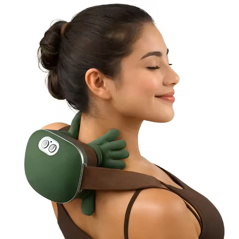 Massageador Maozinha Muscular Relaxante Pescoço Ombro Aquecido Recarregável USB Portátil Intensidade Ajustável