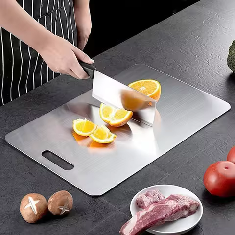 Tábua De Corte Profissional Aço Inox de Qualidade Multiuso, Fácil Limpeza, Carnes, Frutas E Legumes
