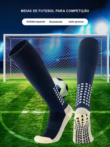 Meias de Futebol Profissionais Antiderrapantes Grossas com Base de Toalha Absorvente Respirável para Competição Esportiva