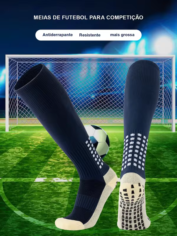 Meias de Futebol Profissionais Antiderrapantes Grossas com Base de Toalha Absorvente Respirável para Competição Esportiva