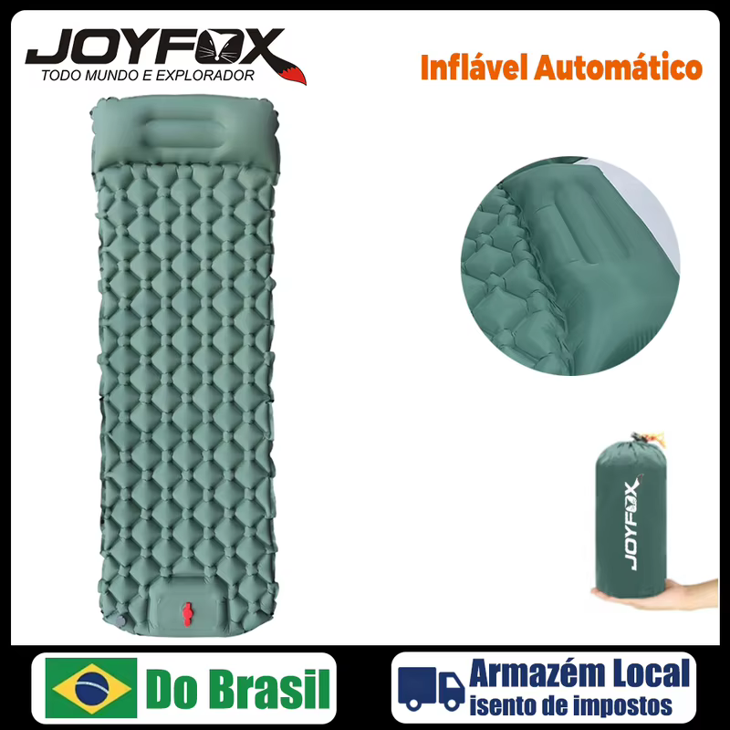 Joyfox Colchão camping Inflável Automático Solteiro Com Travesseiro Sleeping Pad Ar Externo Portátil De Acampamento