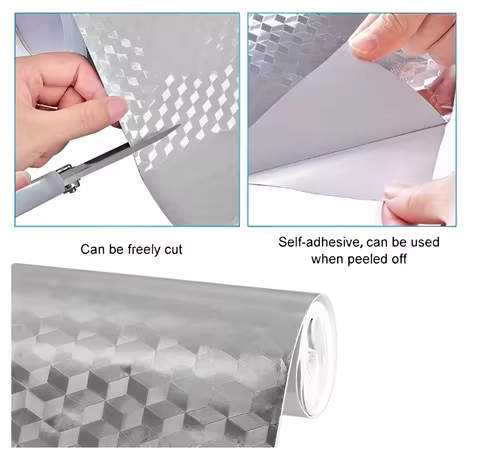 Papel de parede 3D alumínio adesivo impermeável anti óleo para armário Cozinha e protetor de fogão Brilhante - Neverdie Store