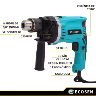 Furadeira de Impacto 950W 13mm 110V/220V Furadeira Elétrica Profissional