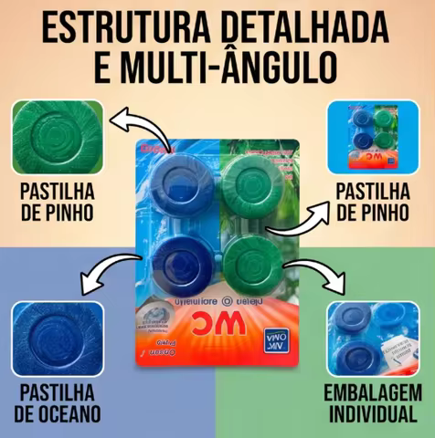 4 Pastilhas Com Cheiro Para Caixa Acoplada Vaso Sanitário Limpeza Banheiro - Neverdie Store