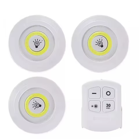 Kit 3 Lâmpada Luminária Controle Remoto Led Spot Sem Fio