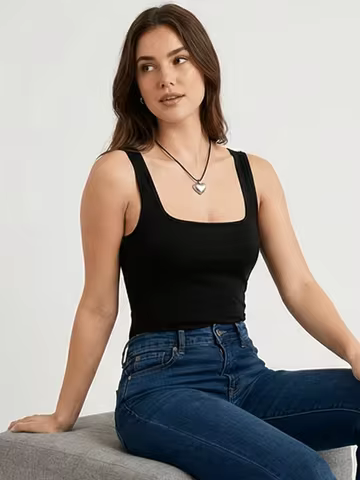 Regata Feminina Verão 2024 Blusa Sem Mangas Básica Confortável e Respiravel -1069