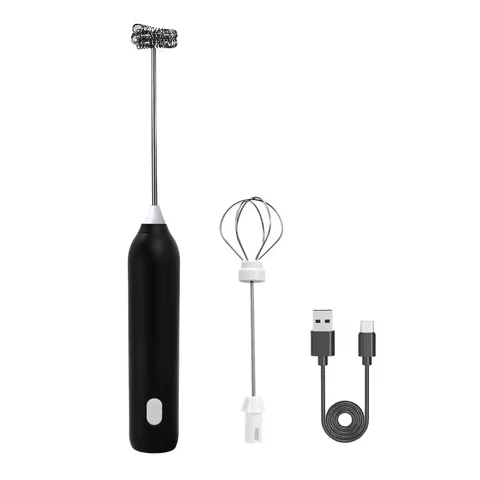 Batedor de Leite Elétrico + Batedor de Ovos Sem Fio com Carregamento Tipo-C, 3 Velocidades, Mini Espumador Portátil, Ferramentas de Cozinha