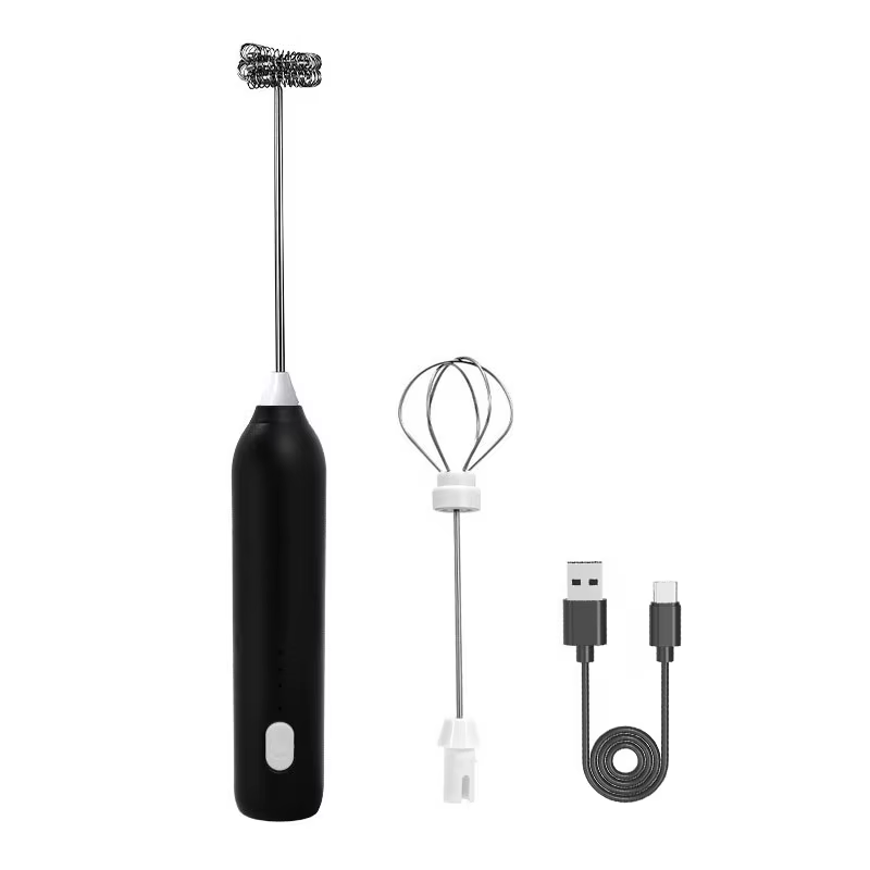 Batedor de Leite Elétrico + Batedor de Ovos Sem Fio com Carregamento Tipo-C, 3 Velocidades, Mini Espumador Portátil, Ferramentas de Cozinha