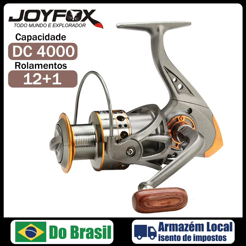 Joyfox Carretel Molinete 5.2:1 carretel de pesca giratório Aluminio Dc 4000 12+1 Rolamentos Cobre para água doce e salgada