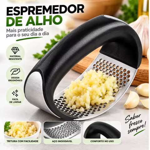 Amassador Alho Espremedor Triturador Manual Inox
