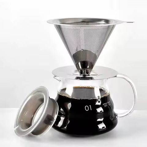 Coador de Aço Inoxidável para Café e Chá, Filtro Reutilizável, Design Pour Over, Seguro, Durável e Prático