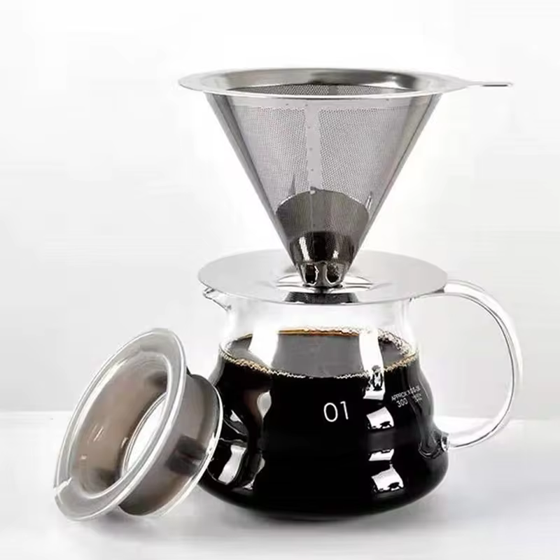 Coador de Aço Inoxidável para Café e Chá, Filtro Reutilizável, Design Pour Over, Seguro, Durável e Prático