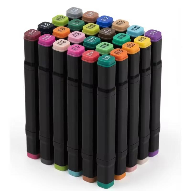 Bolsa De Canetas Marcadora Com Ponta Dupla 24 Cores touch Acrilica Para Desenho, Escolar, Escritório