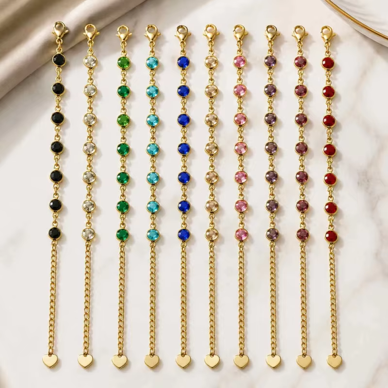 Pulseira Delicada com Pedra Banhada a Ouro Dourada Acessório Feminino Ajustável