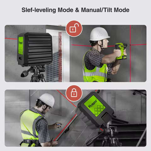 Huepar feixe vermelho linha cruzada laser nível 2 linhas auto-nivelamento linha horizontal & vertical portátil fácil diy alinhamento ferramentas a laser