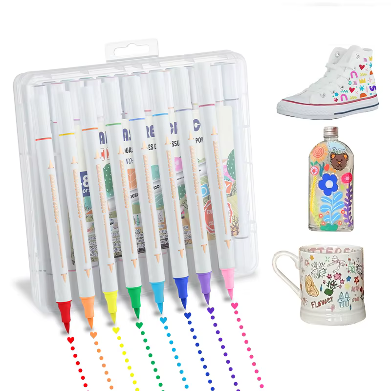Canetas Acrílicas de Ponta Dupla, Marcadores Permanentes, Cores Vibrantes, Kit Completo para Artistas e Projetos de DIY