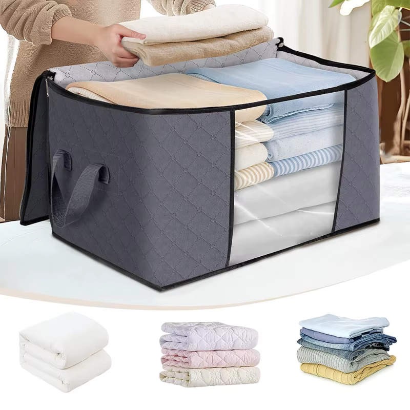 Organizador de Guarda-Roupa com Proteção contra Mofo e Ácaros, Saco de Armazenamento para Roupas de Cama, Material Sustentável