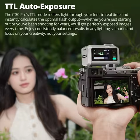 【Do Brasil】Flash para Câmera Godox IT30 Pro TTL HSS 2.4G com Disparador Sem Fio, Tela OLED Touch e Carregamento Rápido