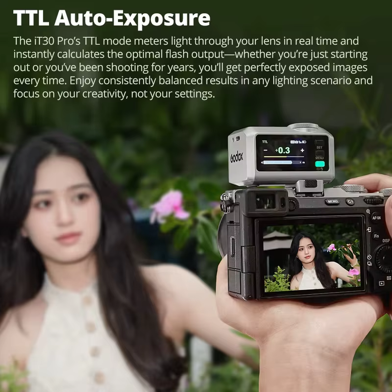 【Do Brasil】Flash para Câmera Godox IT30 Pro TTL HSS 2.4G com Disparador Sem Fio, Tela OLED Touch e Carregamento Rápido