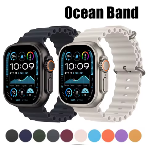 Pulseira Oceano 1:1 para Apple Watch Ultra 2 3 49mm e Series 11/10/9/8/7/6/SE 46mm 45mm 44mm 42mm 41mm 40mm - Pulseira Esportiva