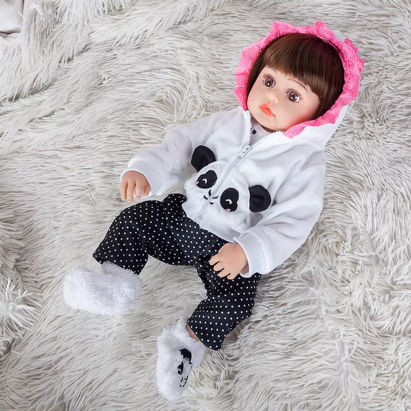 Boneca Reborn Envio Brasil 48cm panda estilo olhos castanhos Brastoy