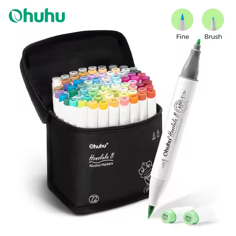 Ohuhu honolulu b marcador caneta conjunto marcadores de cor álcool arte marcadores recarregáveis dicas duplas esboçar desenho mangá material escolar