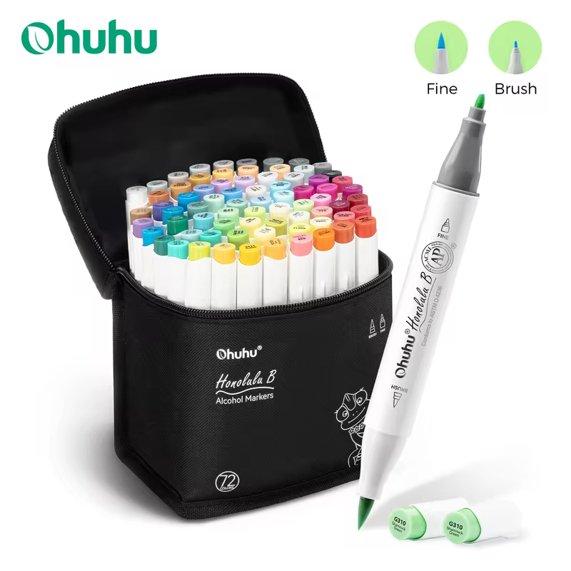 Ohuhu honolulu b marcador caneta conjunto marcadores de cor álcool arte marcadores recarregáveis dicas duplas esboçar desenho mangá material escolar