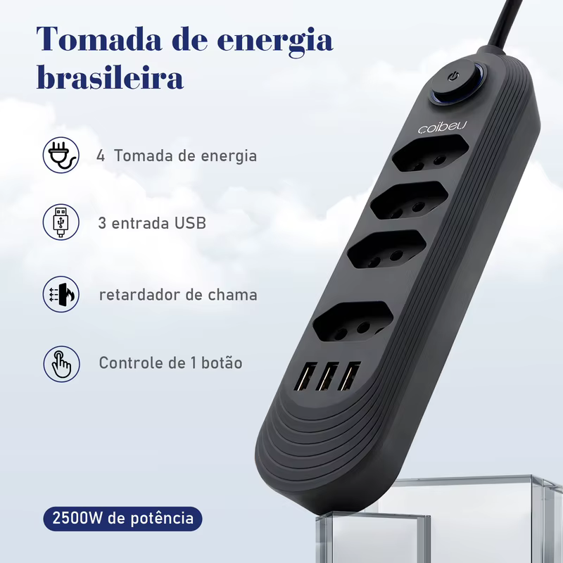 Regua Tomadas de Energia,Extensão Tomada,Extensão Elétrica,Tomada Usb,Do Brasil,Extensao Eletrica,Filtro de Linha Para Pc,10A