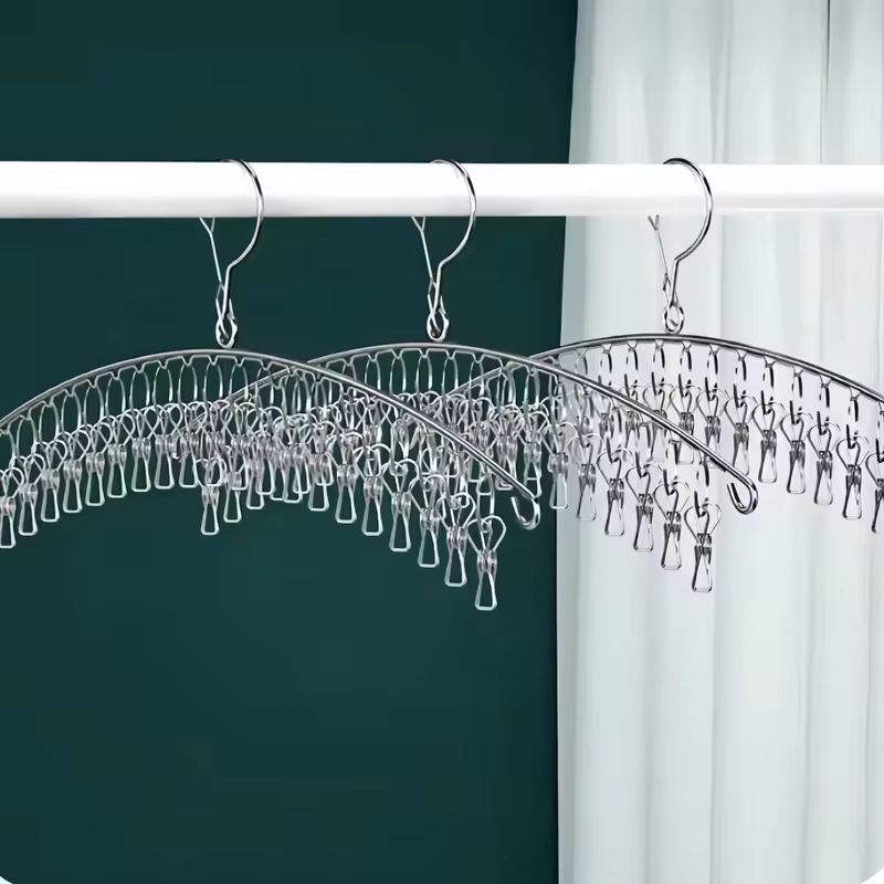 Varal de Aço Inoxidável para Roupas, Meias e Peças Íntimas, à Prova de Vento, Organizador de Lavanderia para o Brasil