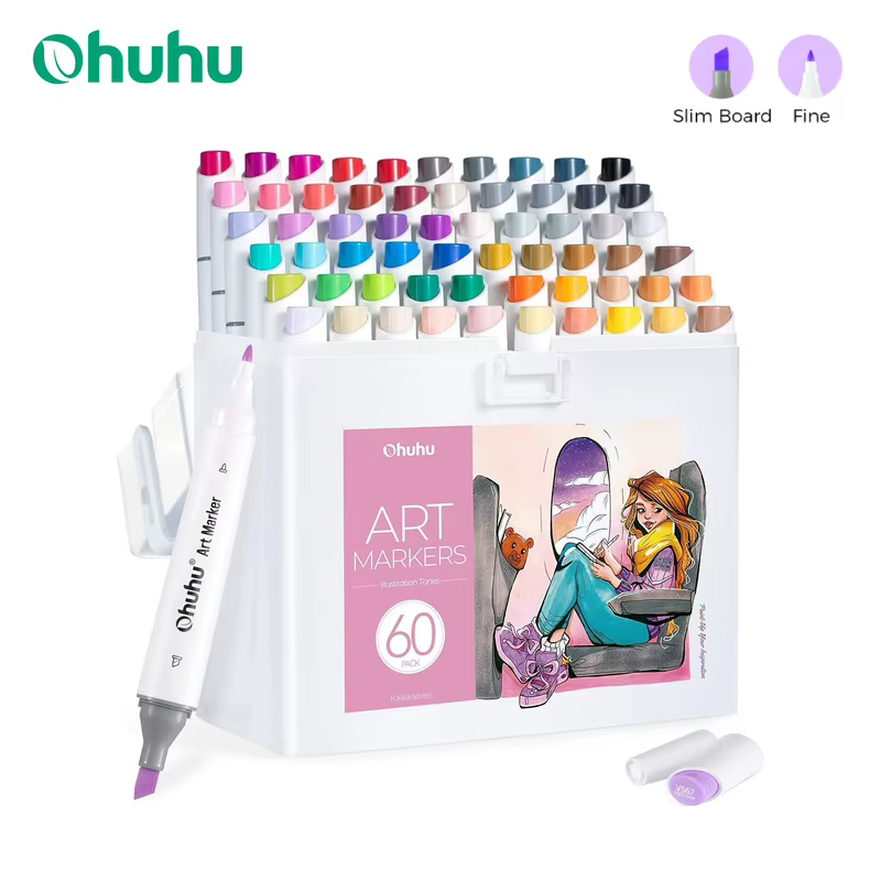 Ohuhu kaala marcador caneta conjunto marcadores de cor álcool arte marcadores recarregáveis dicas duplas esboçar desenho mangá material escolar arte