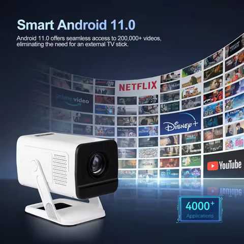 Pg310 4k android projetor de curto alcance 300 ansi wifi6 bt5.4 mini projetor portátil para cinema em casa filmes ao ar livre