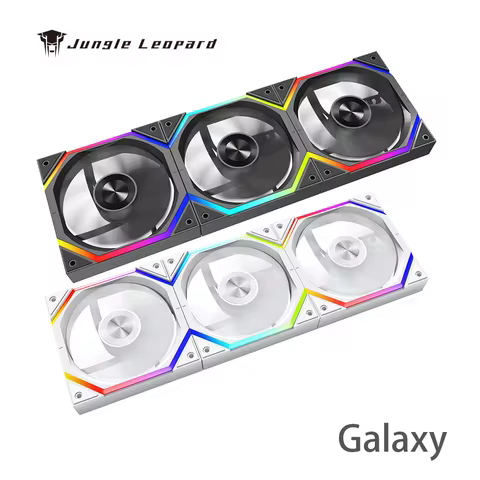 Ventilador de Blocos de Construção Jungle Leopard Galaxy ARGB 120mm 3 em 1 Preto / Branco Sem Fio Sincronização ARGB Mobo 5V 3PIN 4PIN PWM