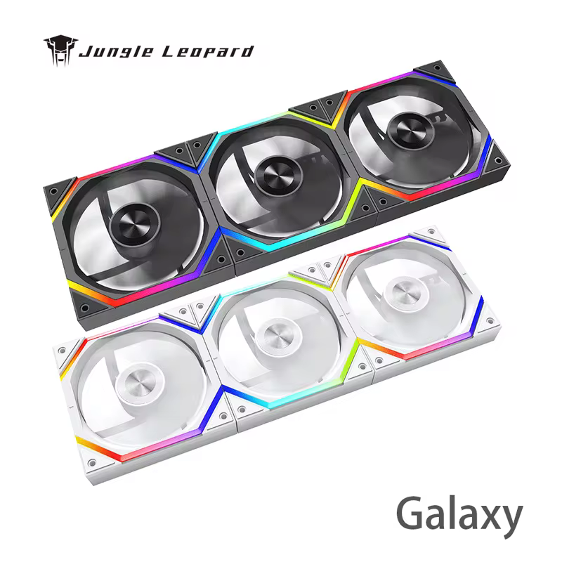 Ventilador de Blocos de Construção Jungle Leopard Galaxy ARGB 120mm 3 em 1 Preto / Branco Sem Fio Sincronização ARGB Mobo 5V 3PIN 4PIN PWM